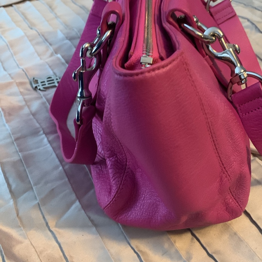 Lauren Ralph Lauren hot pink leather handbag purse - Picture 9 of 12